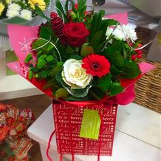 Christmas Bouquet in Tall Gift Bag